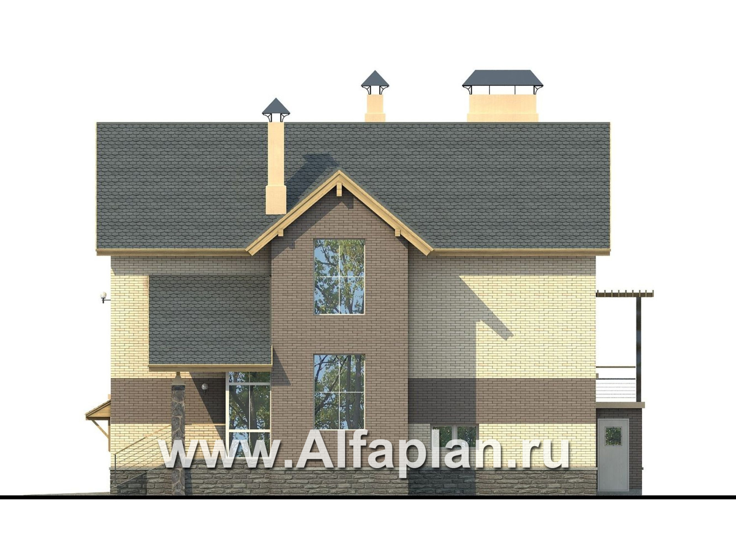 Проекты домов Альфаплан - «Эврика!» - удобный дом для маленького участка - изображение фасада №2