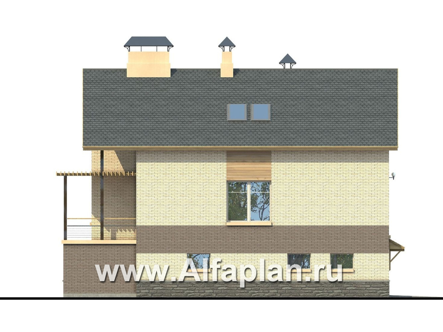 Проекты домов Альфаплан - «Эврика!» - удобный дом для маленького участка - изображение фасада №3