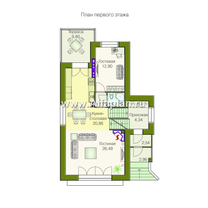 Проекты домов Альфаплан - «Эврика!» - удобный дом для маленького участка - превью плана проекта №2
