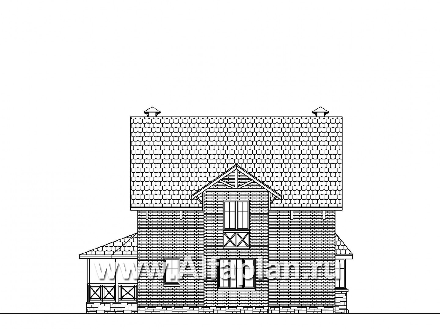 Проекты домов Альфаплан - «Дуэт» - коттедж на две семьи в европейском стиле - изображение фасада №3
