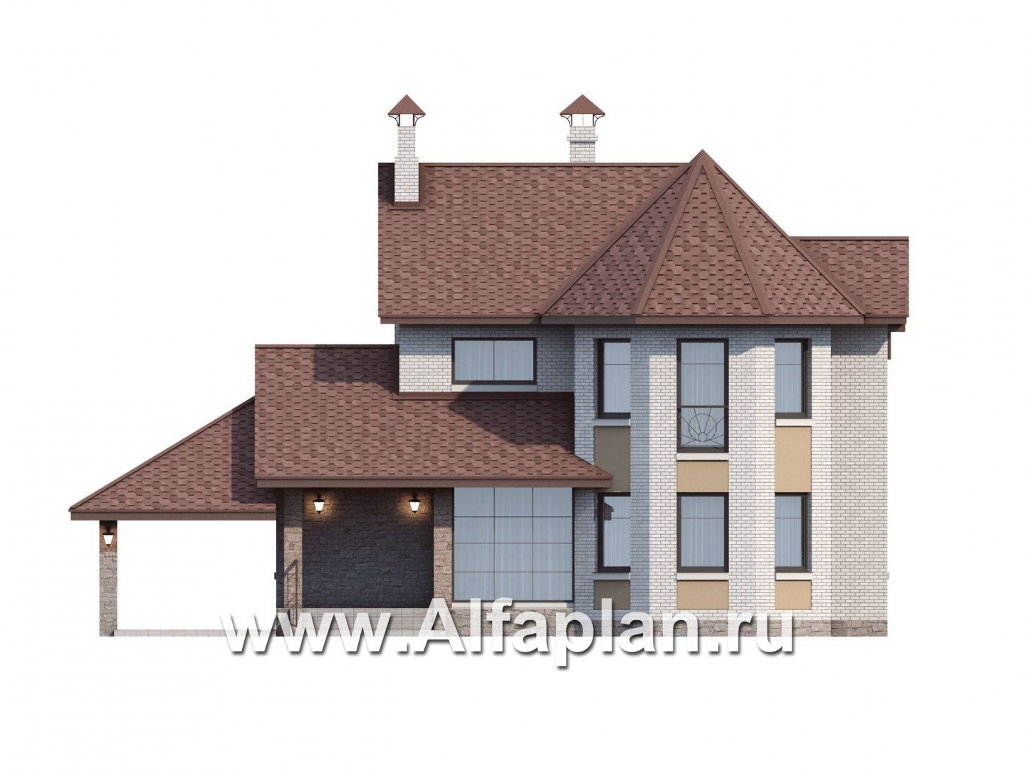 Проекты домов Альфаплан - «Чистые пруды»- проект дома в скандинавском стиле с гаражом - изображение фасада №1