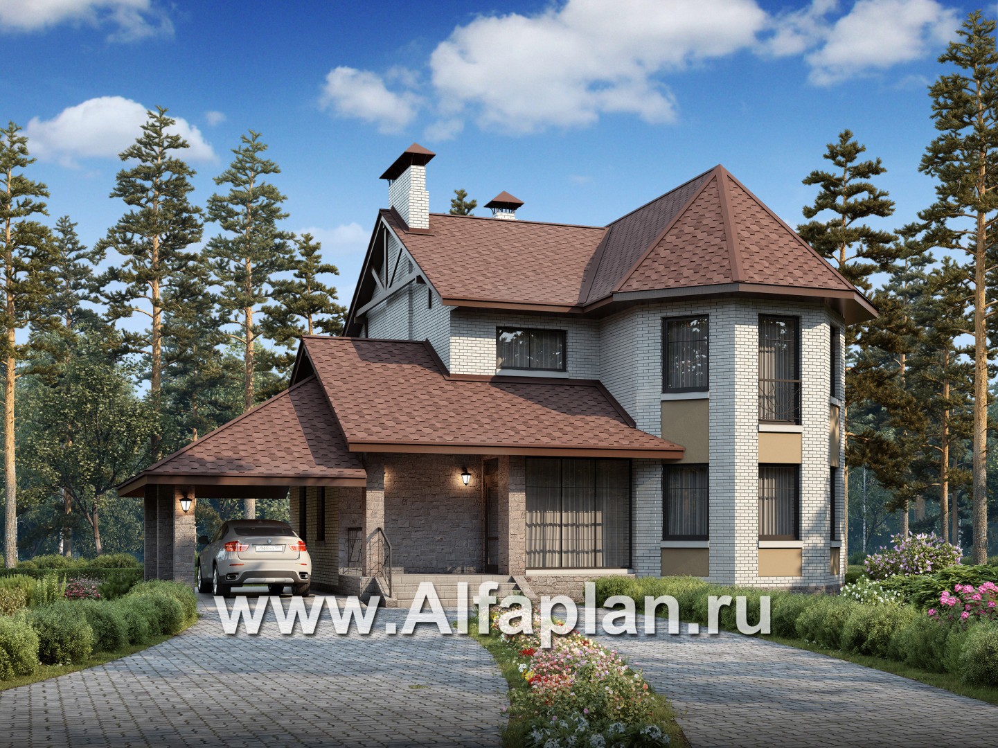 Проекты домов Альфаплан - «Чистые пруды»- проект дома в скандинавском стиле с гаражом - основное изображение