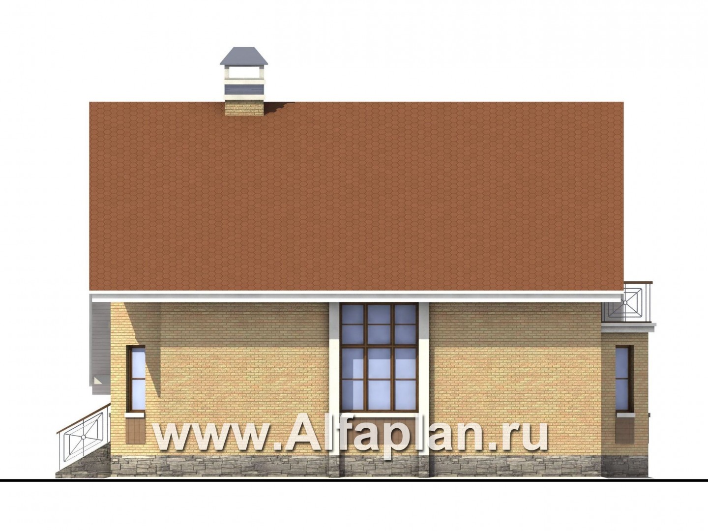 Проекты домов Альфаплан - «Престиж» - удобный и просторный коттедж - изображение фасада №2