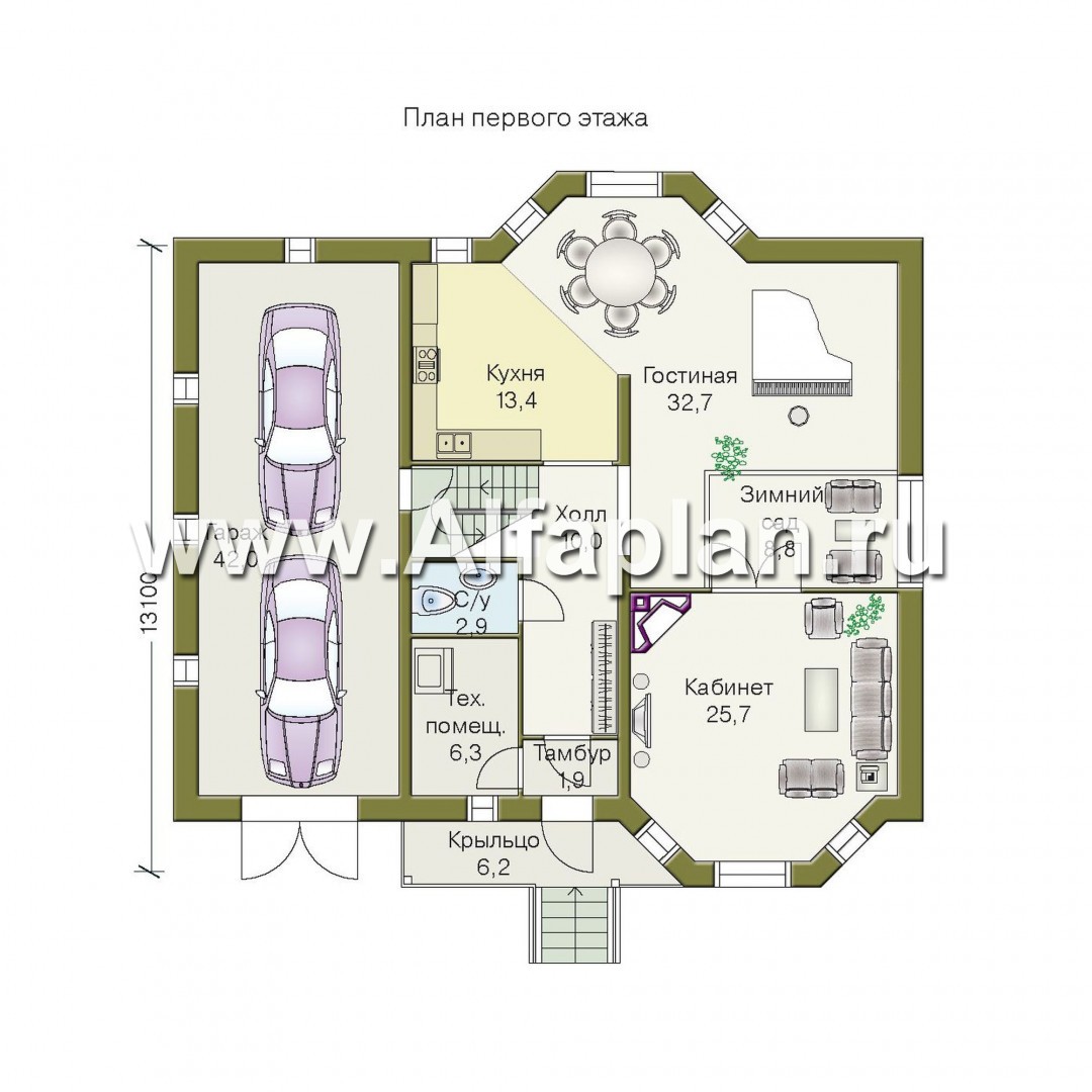 Проекты домов Альфаплан - «Престиж» - удобный и просторный коттедж - изображение плана проекта №2