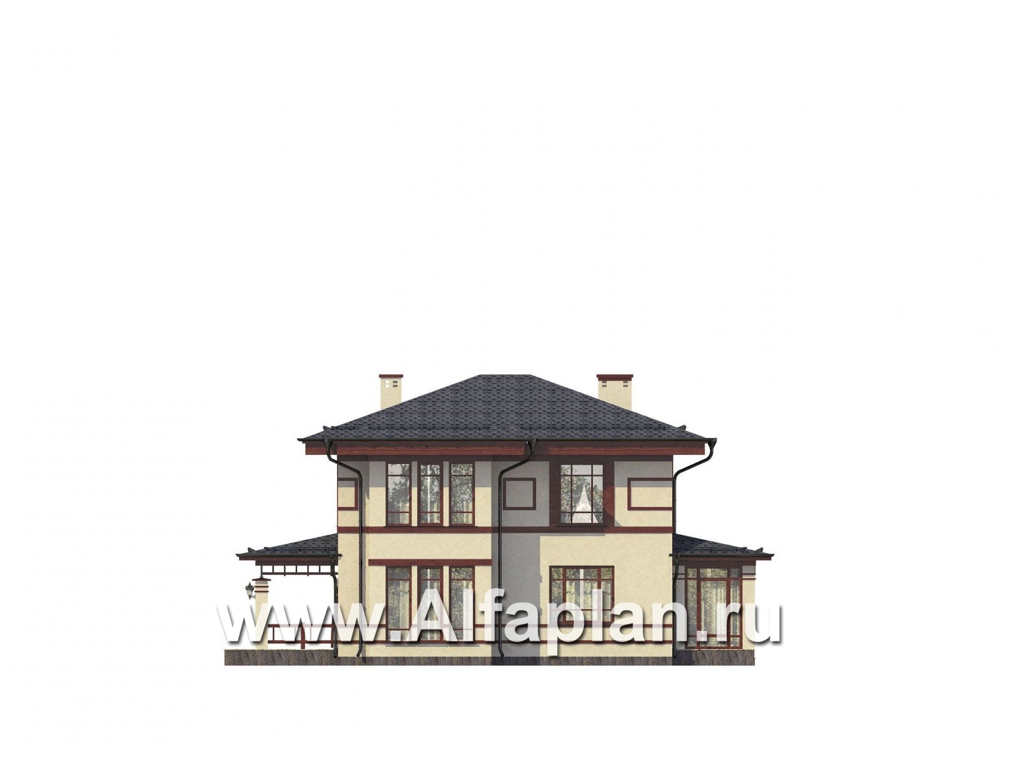 Проекты домов Альфаплан - Дом на две семьи - изображение фасада №4