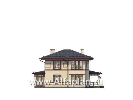 Проекты домов Альфаплан - Дом на две семьи - превью фасада №2
