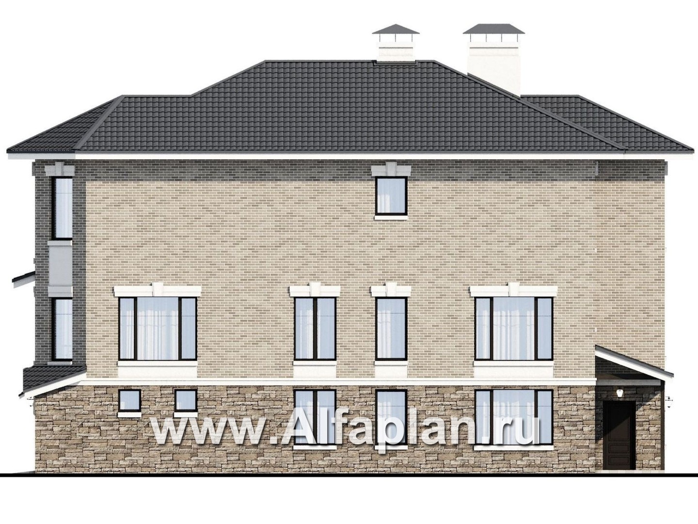 Проекты домов Альфаплан - Эксклюзивный трехэтажный классический особняк - изображение фасада №2