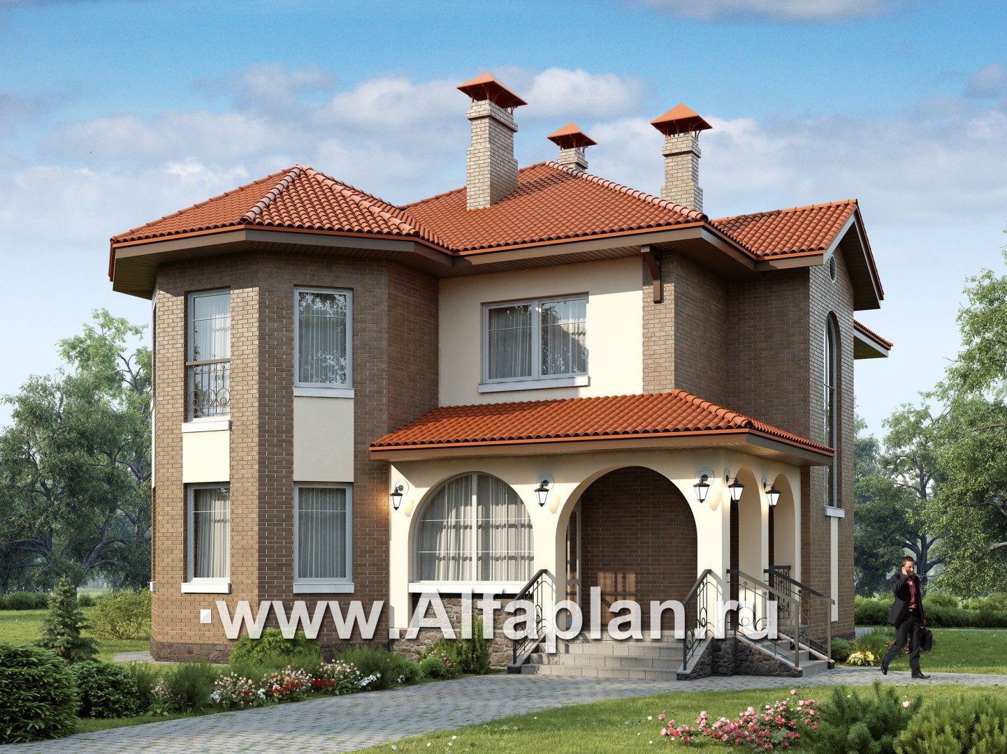 Проекты домов Альфаплан - «Митридат» -  коттедж в средиземноморском стиле - основное изображение