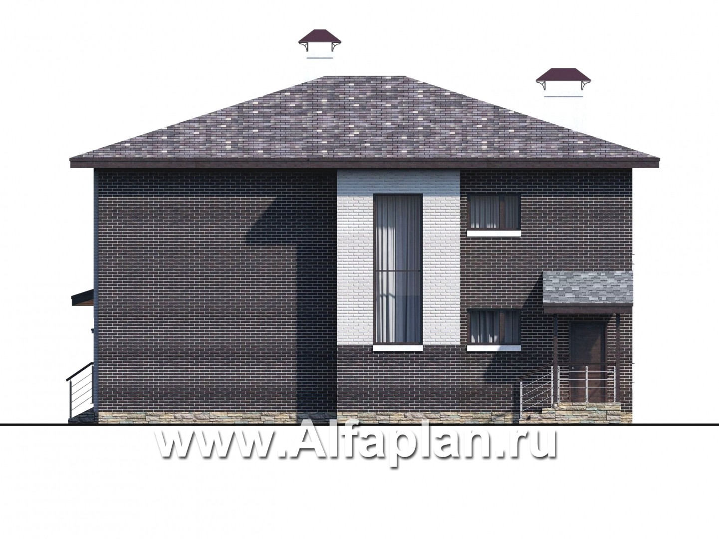 Проекты домов Альфаплан - «Республика» - современный двухэтажный комфортабельный дом - изображение фасада №2