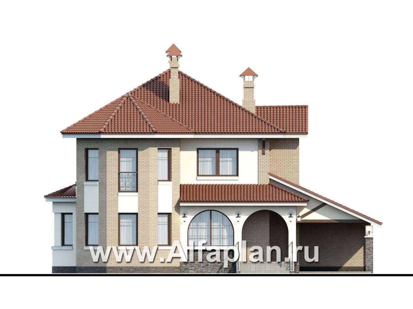 Проекты домов Альфаплан - «Митридат»- коттедж в средиземноморском стиле - изображение фасада №1