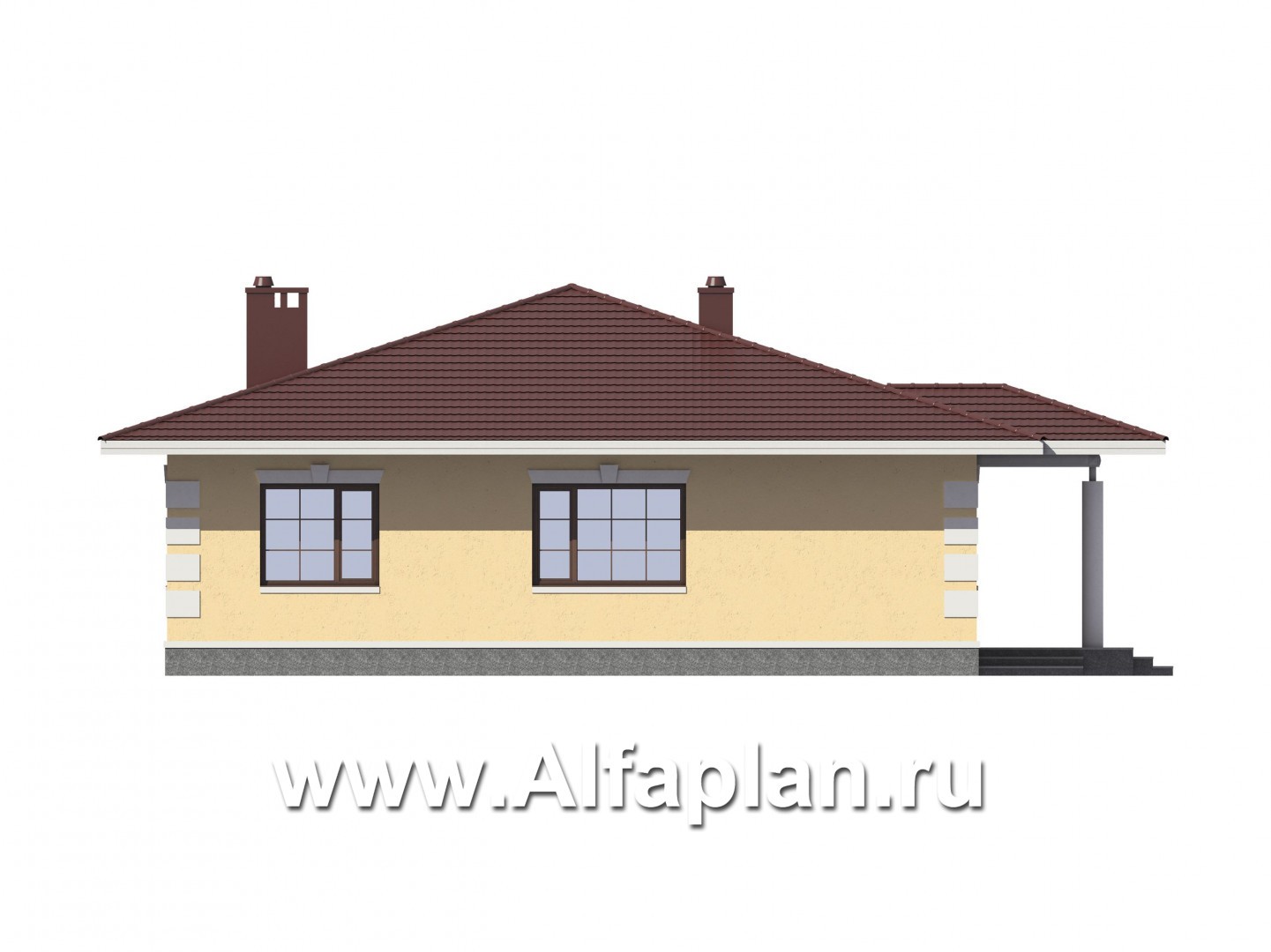 Проекты домов Альфаплан - Одноэтажный дом с удобной планировкой - изображение фасада №2