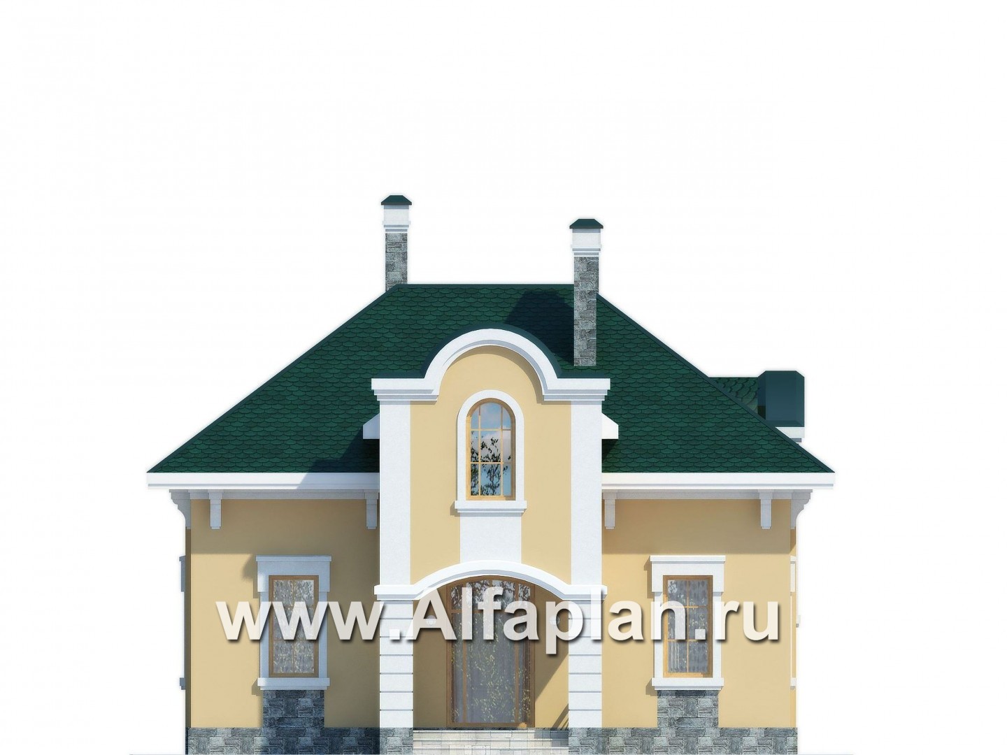 Проекты домов Альфаплан - Коттедж с мансардой в классическом стиле - изображение фасада №1