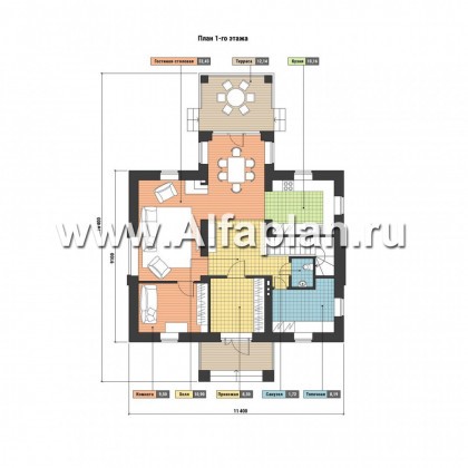 Проекты домов Альфаплан - Коттедж с мансардой в классическом стиле - превью плана проекта №1