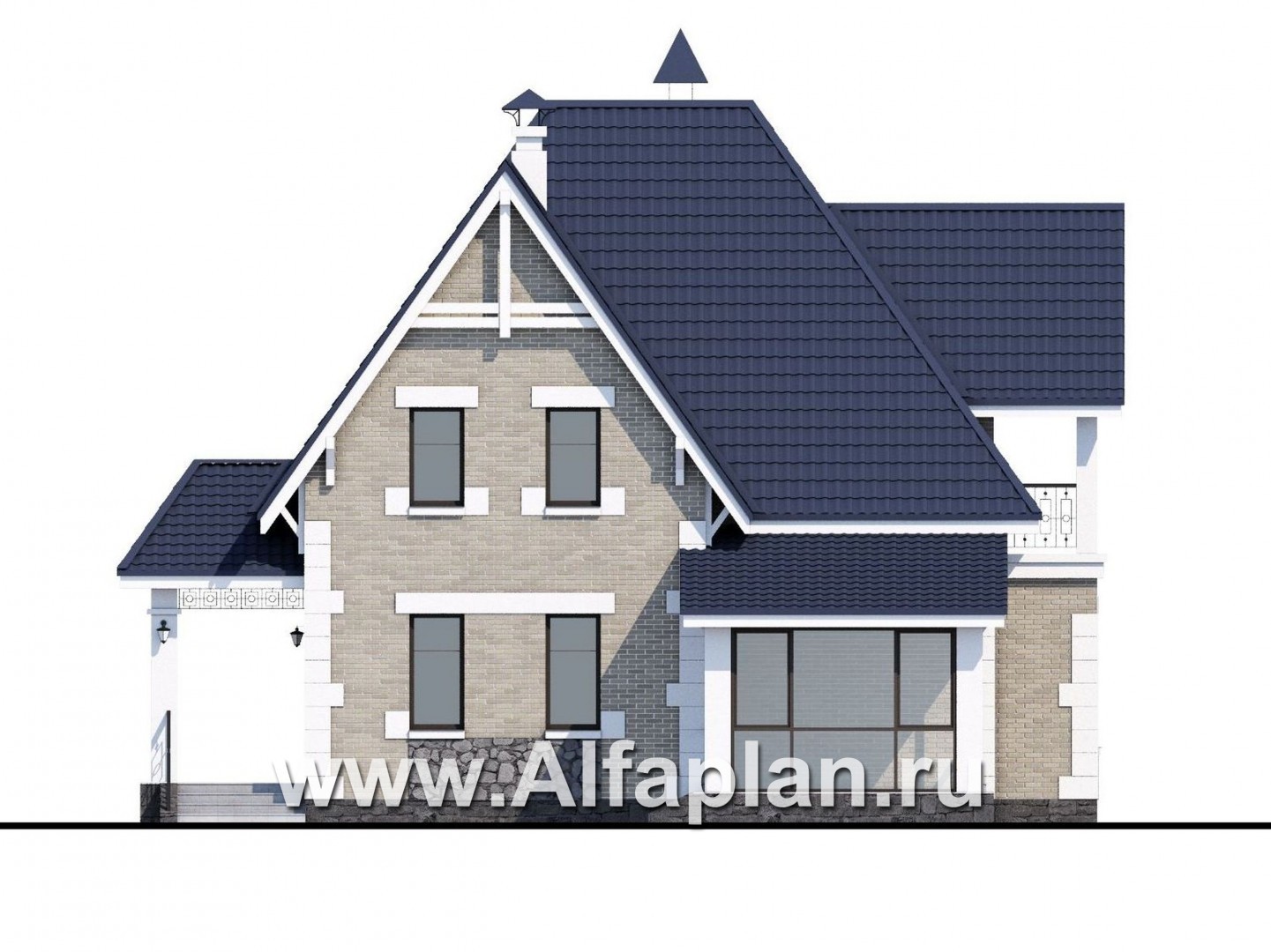 Проекты домов Альфаплан - «Золушка» - удобный и комфортный мансардный дом - изображение фасада №4