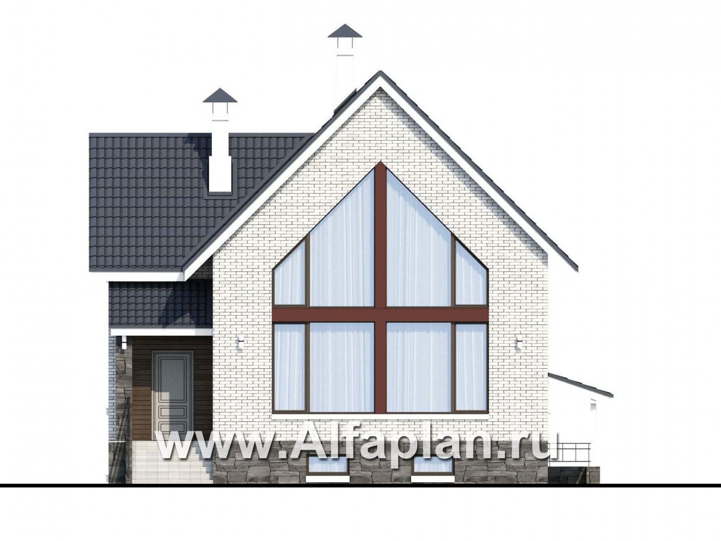 Проекты домов Альфаплан - «Сапфир» - недорогой компактный дом для маленького участка - изображение фасада №1