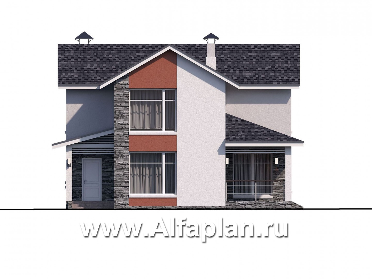 Проекты домов Альфаплан - Проект стильного компактного дома - изображение фасада №1
