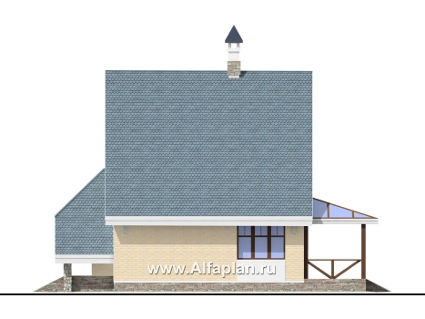 Проекты домов Альфаплан - «Шесть соток» - дом для маленького участка - превью фасада №2