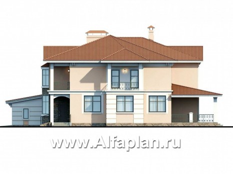 Проекты домов Альфаплан - «Первый класс» - современная классическая вилла - превью фасада №2