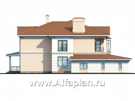 Проекты домов Альфаплан - «Первый класс» - современная классическая вилла - превью фасада №3