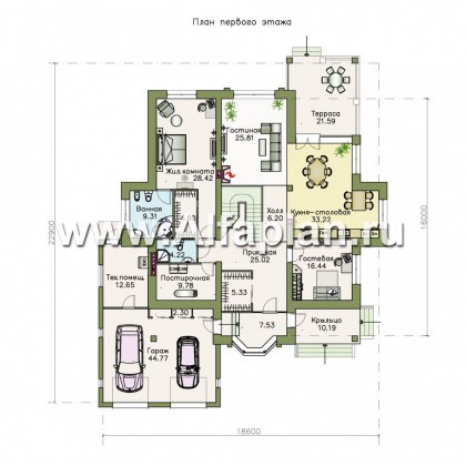 Проекты домов Альфаплан - «Первый класс» - современная классическая вилла - превью плана проекта №1