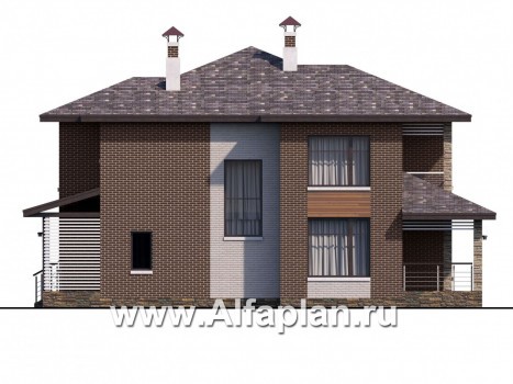 Проекты домов Альфаплан - «Эридан» - современный стильный дом с террасой - превью фасада №2