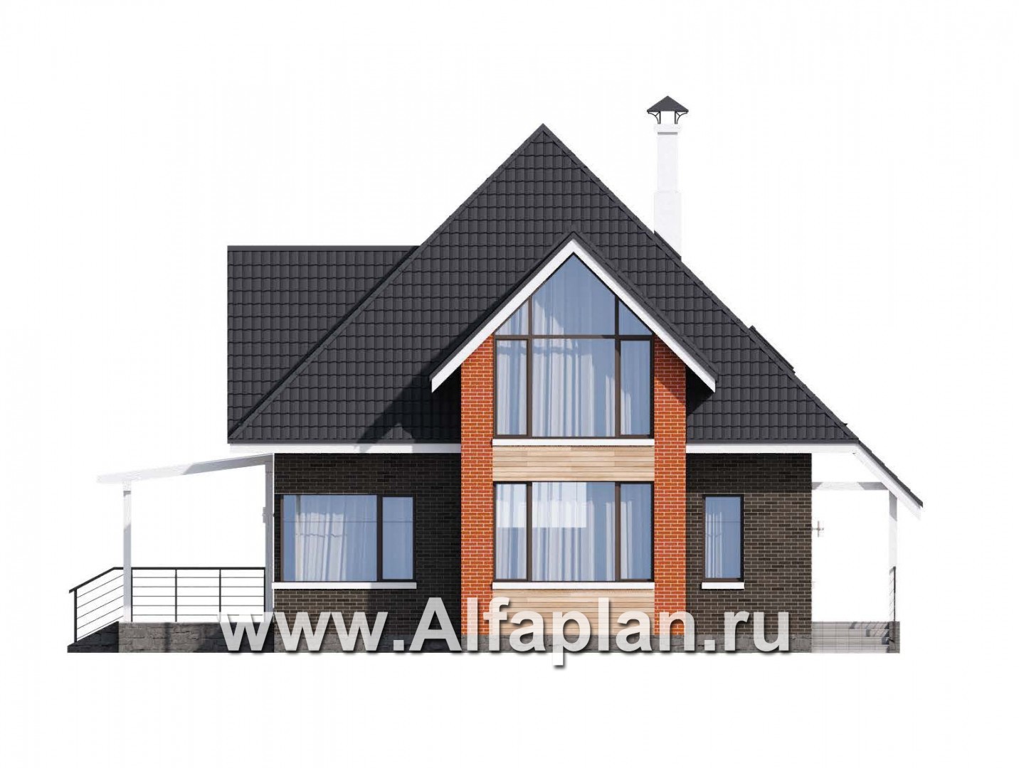 Проекты домов Альфаплан - «Альтаир» - современный мансардный дом - изображение фасада №1