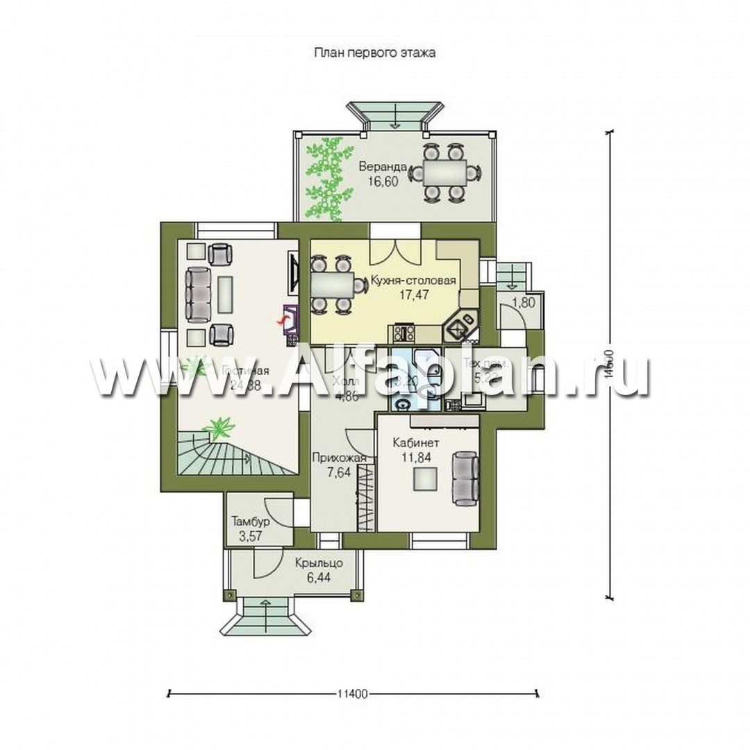 Проекты домов Альфаплан - «Альпенхаус»- альпийское шале из комбинированных материалов - план проекта №1