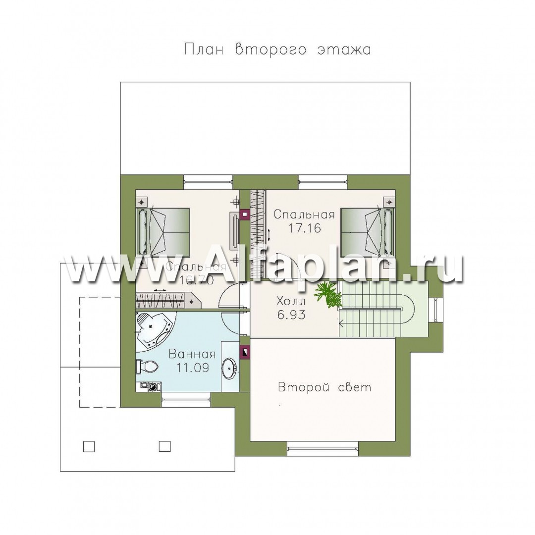 «Новая пристань» - проект дома с мансардой из газоблоков, планировка с кабинетом на 1 эт и вторым светом, с террасой - план дома