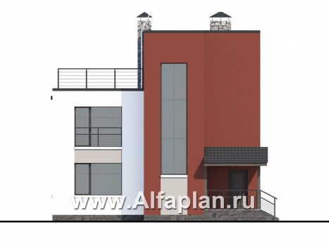 Проекты домов Альфаплан - «Виток спирали» -современный коттедж с «зеленой» плоской кровлей - превью фасада №4