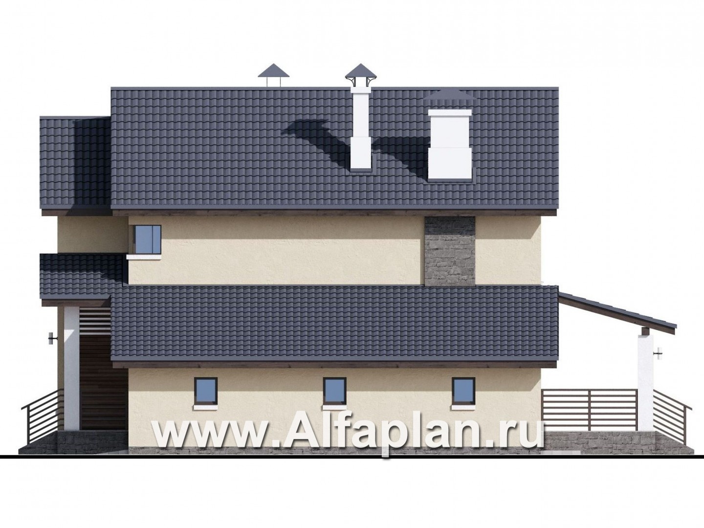 Проекты домов Альфаплан - «Весна» - экономичный и удобный дом с гаражом - изображение фасада №2