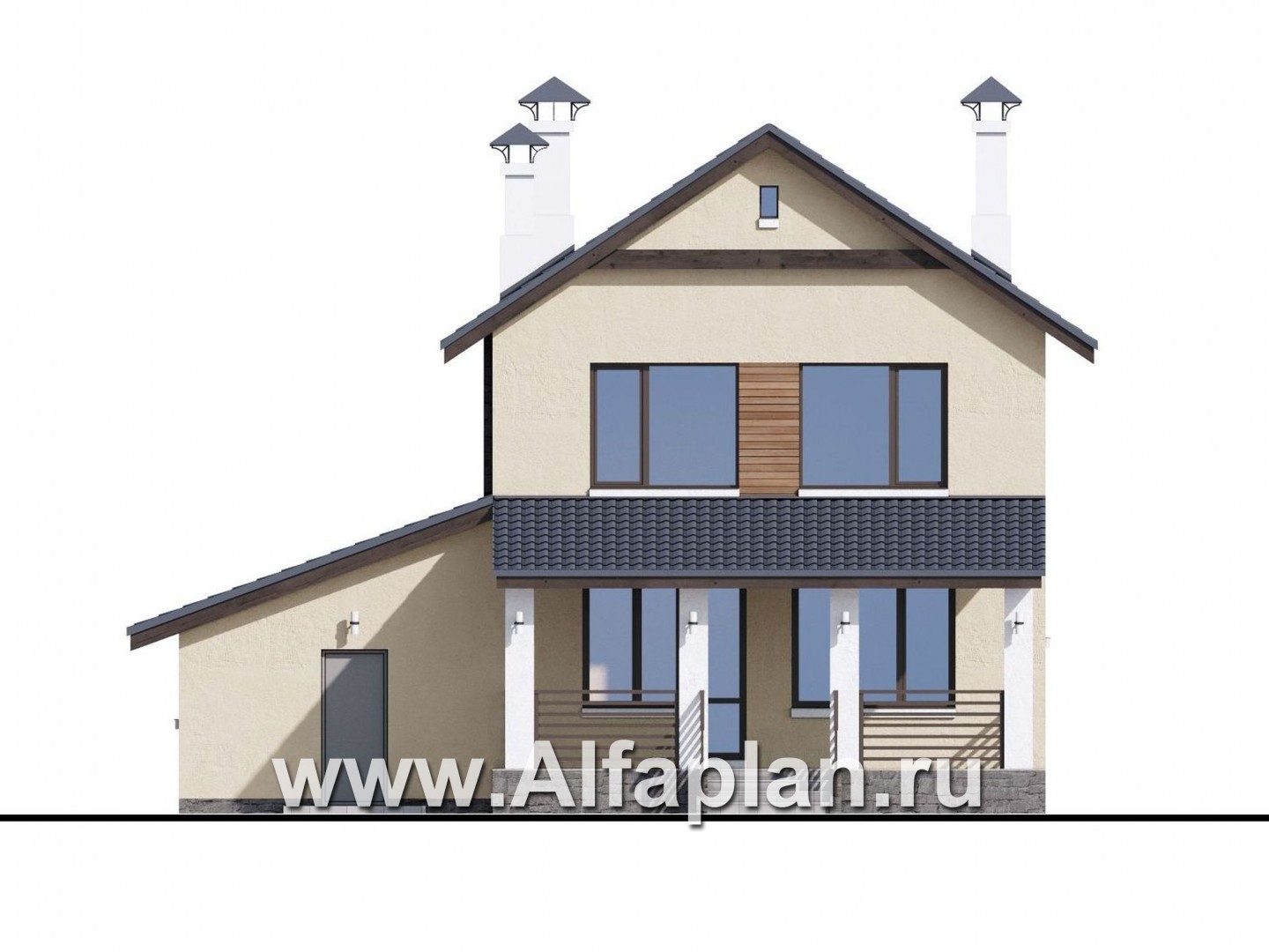 Проекты домов Альфаплан - «Весна» - экономичный и удобный дом с гаражом - изображение фасада №4