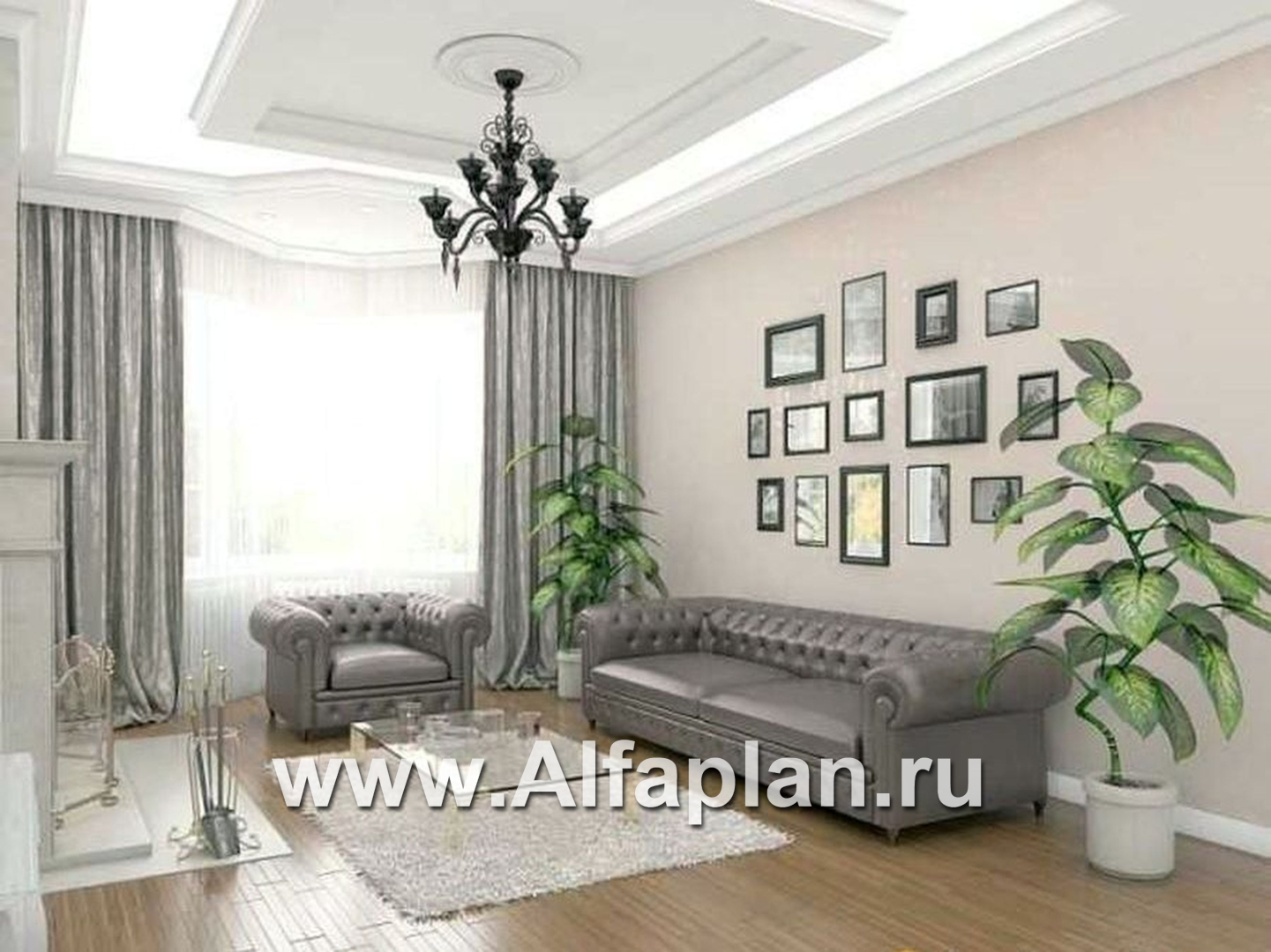 Проекты домов Альфаплан - «Ретростилиса Плюс» - удобный дом с цокольным этажом - дополнительное изображение №3