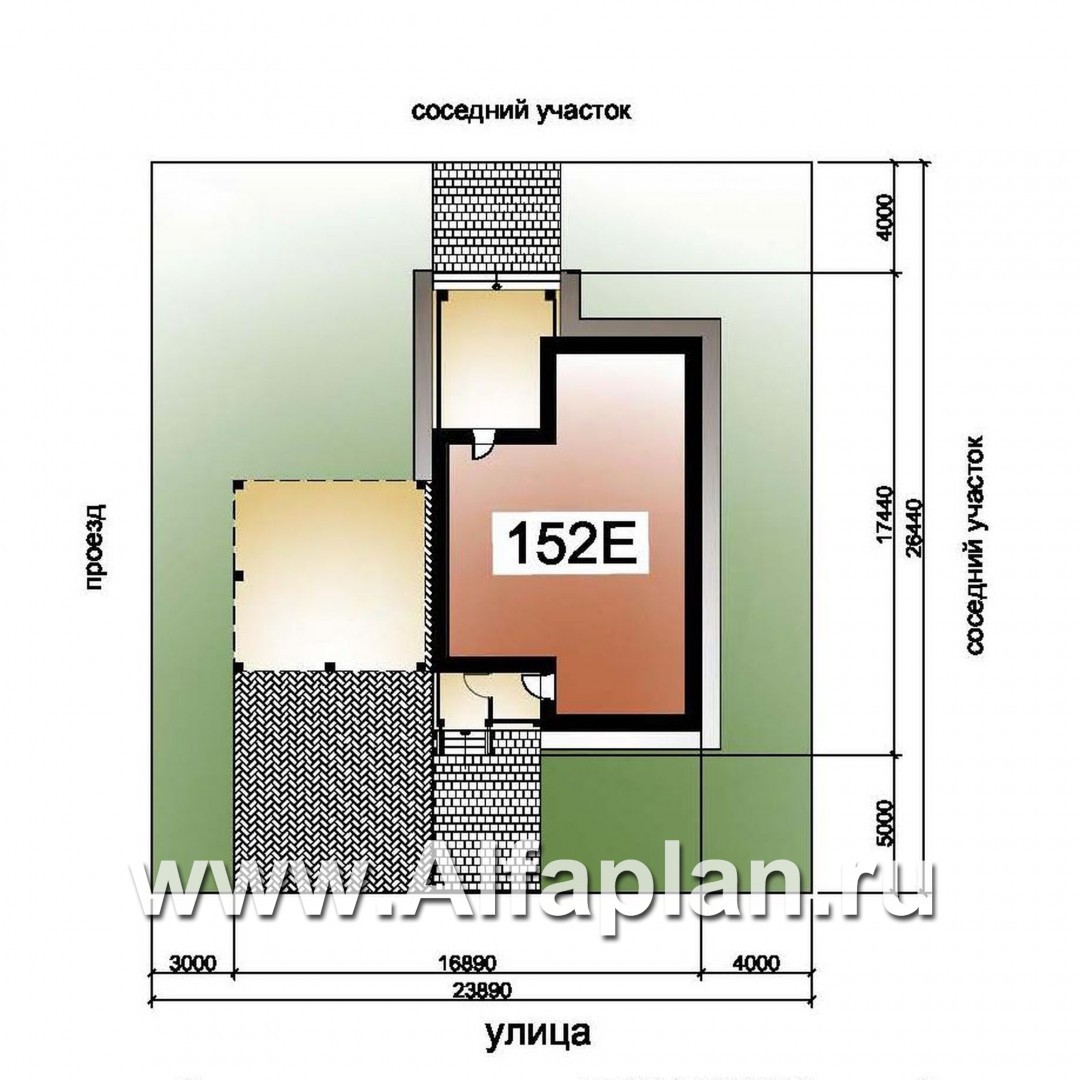 Проекты домов Альфаплан - «Монрепо» - компактный дом из блоков с гаражом-навесом на два авто - дополнительное изображение №1