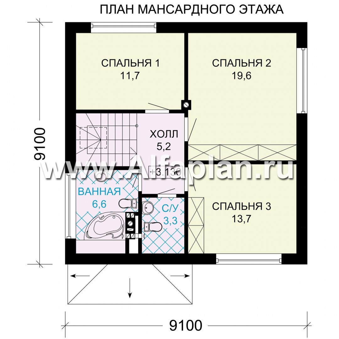 Проекты домов Альфаплан - Экономичный дом с компактным планом - изображение плана проекта №2