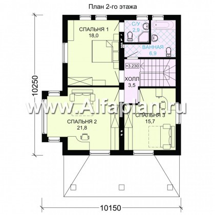 Проекты домов Альфаплан - Двухэтажный дом в восточном стиле - превью плана проекта №2
