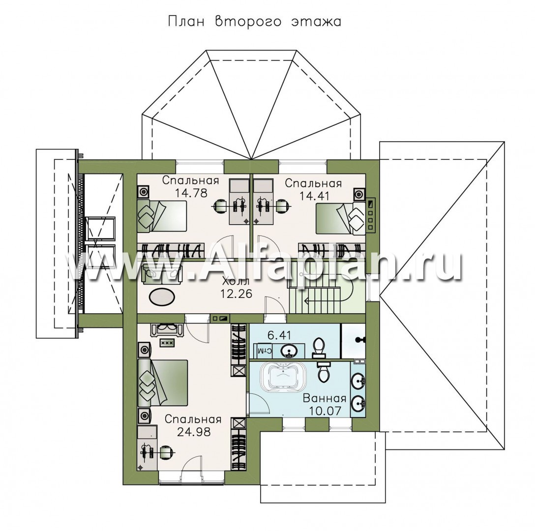 Проекты домов Альфаплан - «Фабула» - классический коттедж с гаражом и бильярдной - изображение плана проекта №2