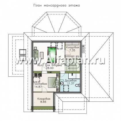 Проекты домов Альфаплан - «Фабула» - классический коттедж с гаражом и бильярдной - превью плана проекта №3