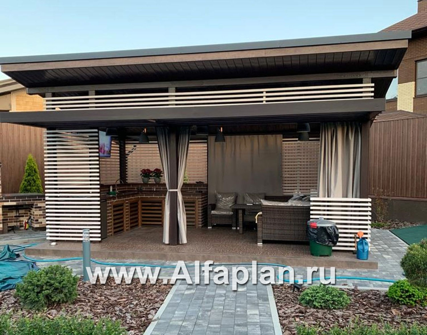 Проекты домов Альфаплан - Современная элегантная беседка (летняя кухня) - основное изображение