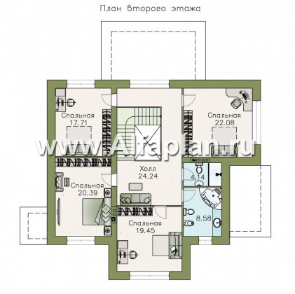 Проекты домов Альфаплан - «Диадема» - респектабельный коттедж в классическом стиле - превью плана проекта №2