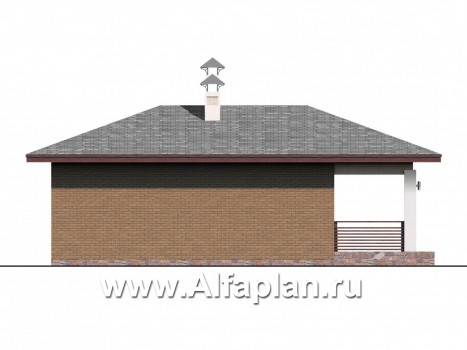Проекты домов Альфаплан - Баня с небольшим бассейном и террасой - превью фасада №3