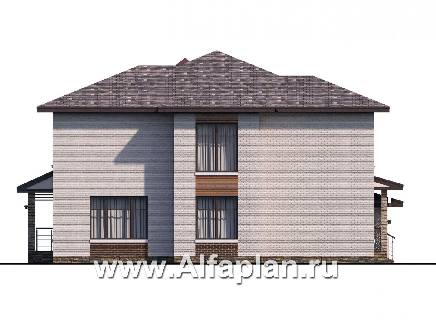 Проекты домов Альфаплан - «Эридан» - современный стильный дом с террасой и гаражом - изображение фасада №3