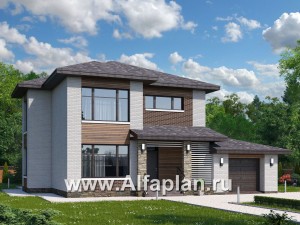 Проекты домов Альфаплан - «Эридан» - современный стильный дом с террасой и гаражом - превью основного изображения