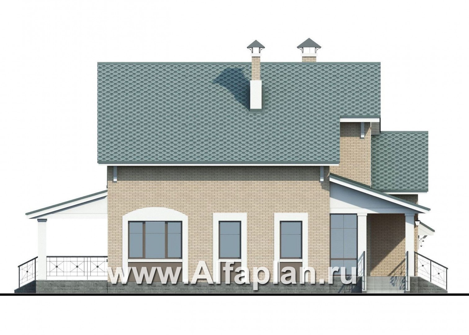 Проекты домов Альфаплан - «Белая ночь» - дом для большой семьи (4 спальни) - изображение фасада №3