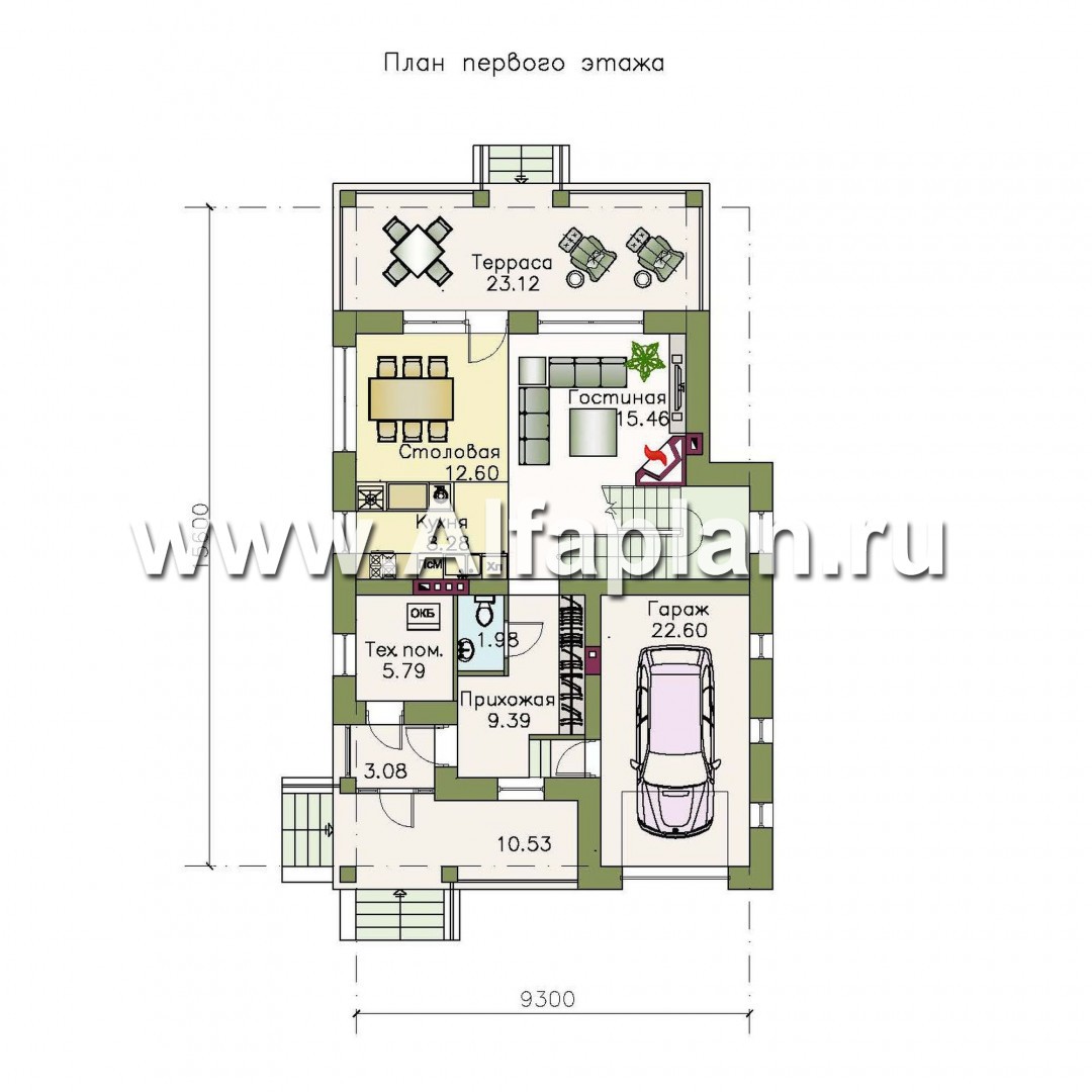 Проекты домов Альфаплан - «Белая ночь» - дом для большой семьи (4 спальни) - план проекта №1