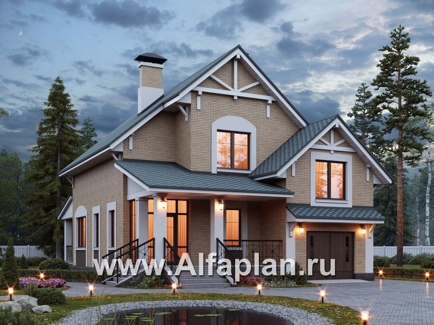 Проекты домов Альфаплан - «Белая ночь» - дом для большой семьи (4 спальни) - основное изображение