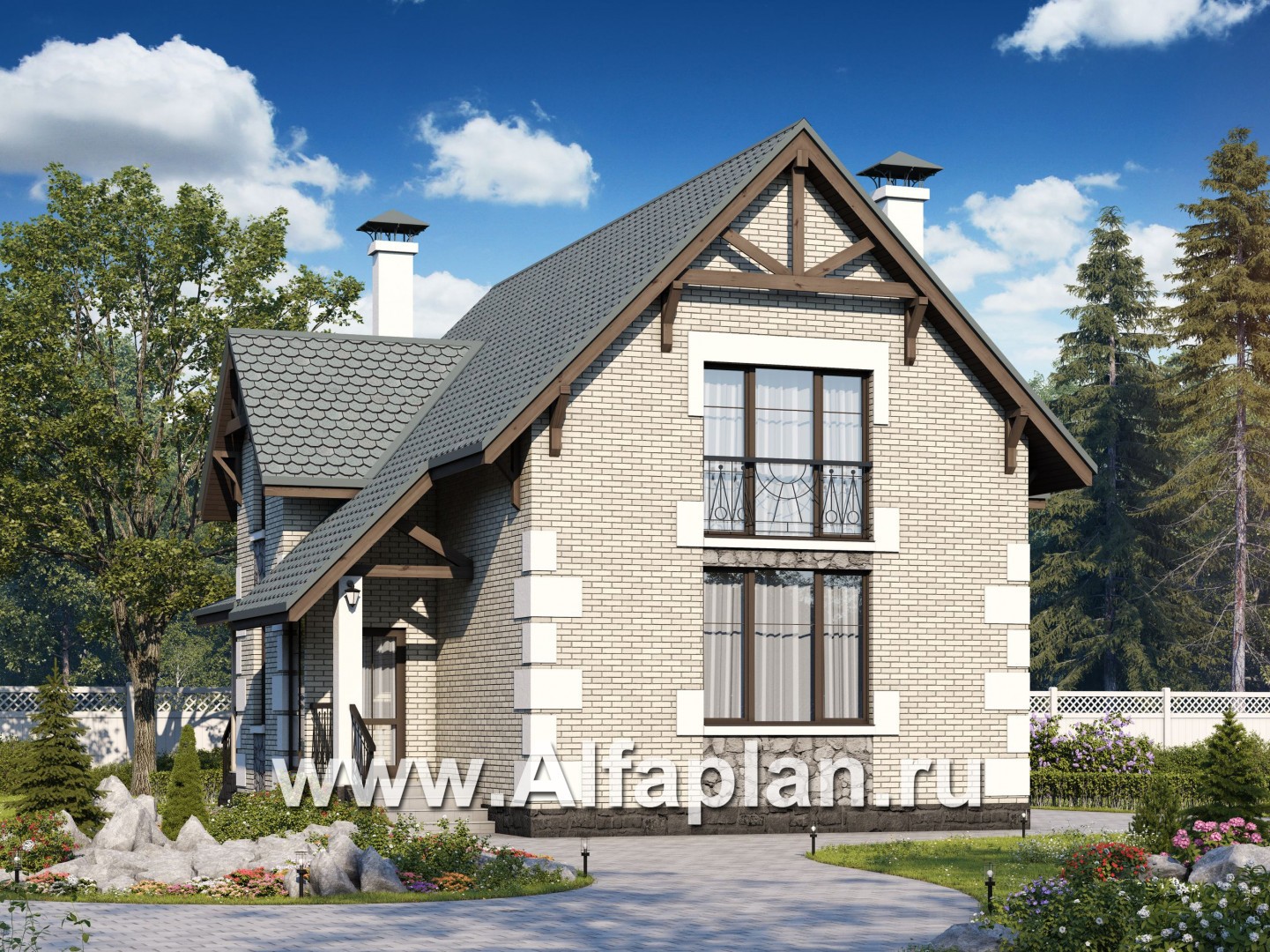 Проекты домов Альфаплан - «Малая Родина» - компактный и комфортный загородный дом - основное изображение