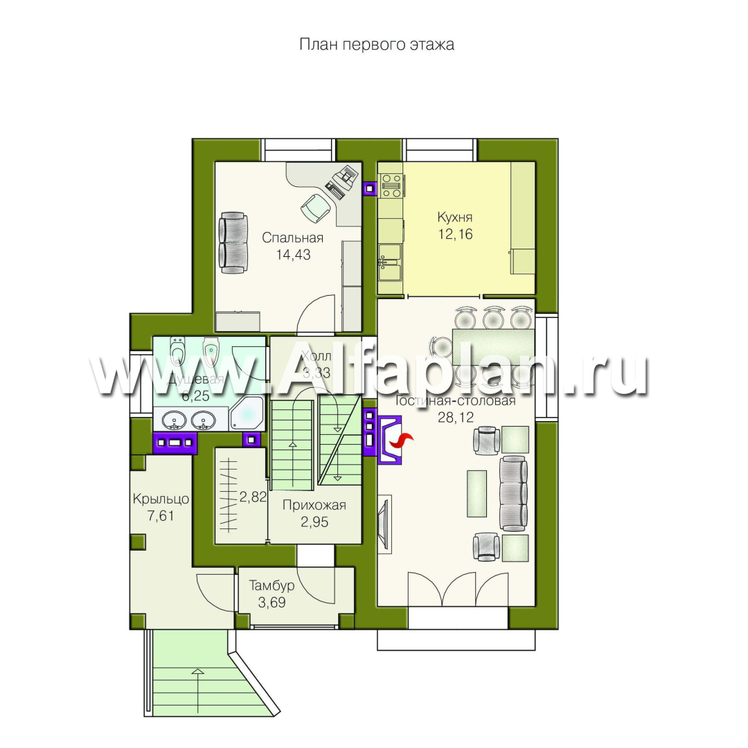 Проект трехэтажного дома из газобетона «Индиго», с гаражом в цоколе - план дома
