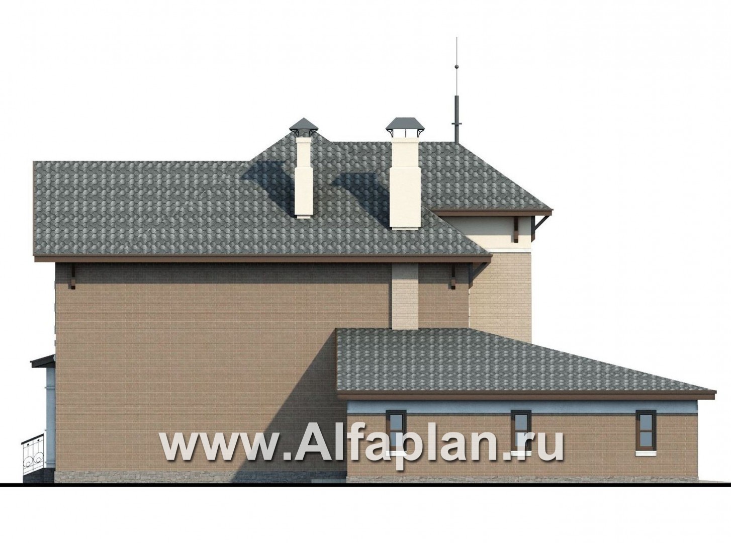 Проекты домов Альфаплан - «Маленький принц» - проект комфортного коттеджа - изображение фасада №3