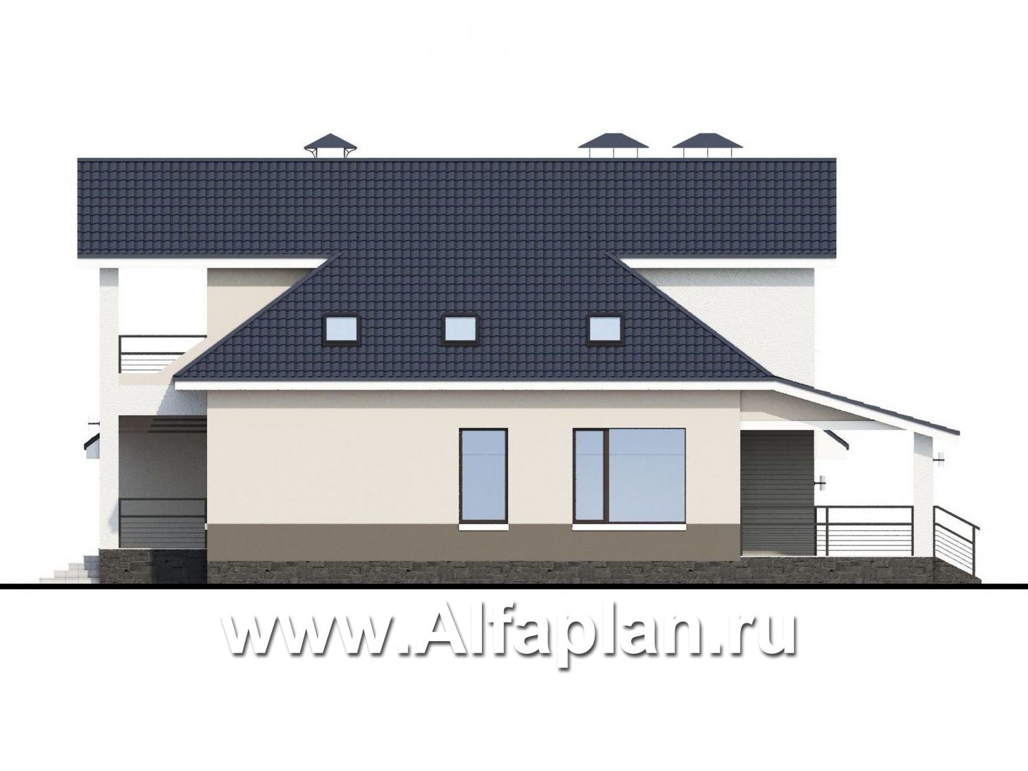 Проекты домов Альфаплан - «Кластер Персея» - современный мансардный дом с гаражом - изображение фасада №2