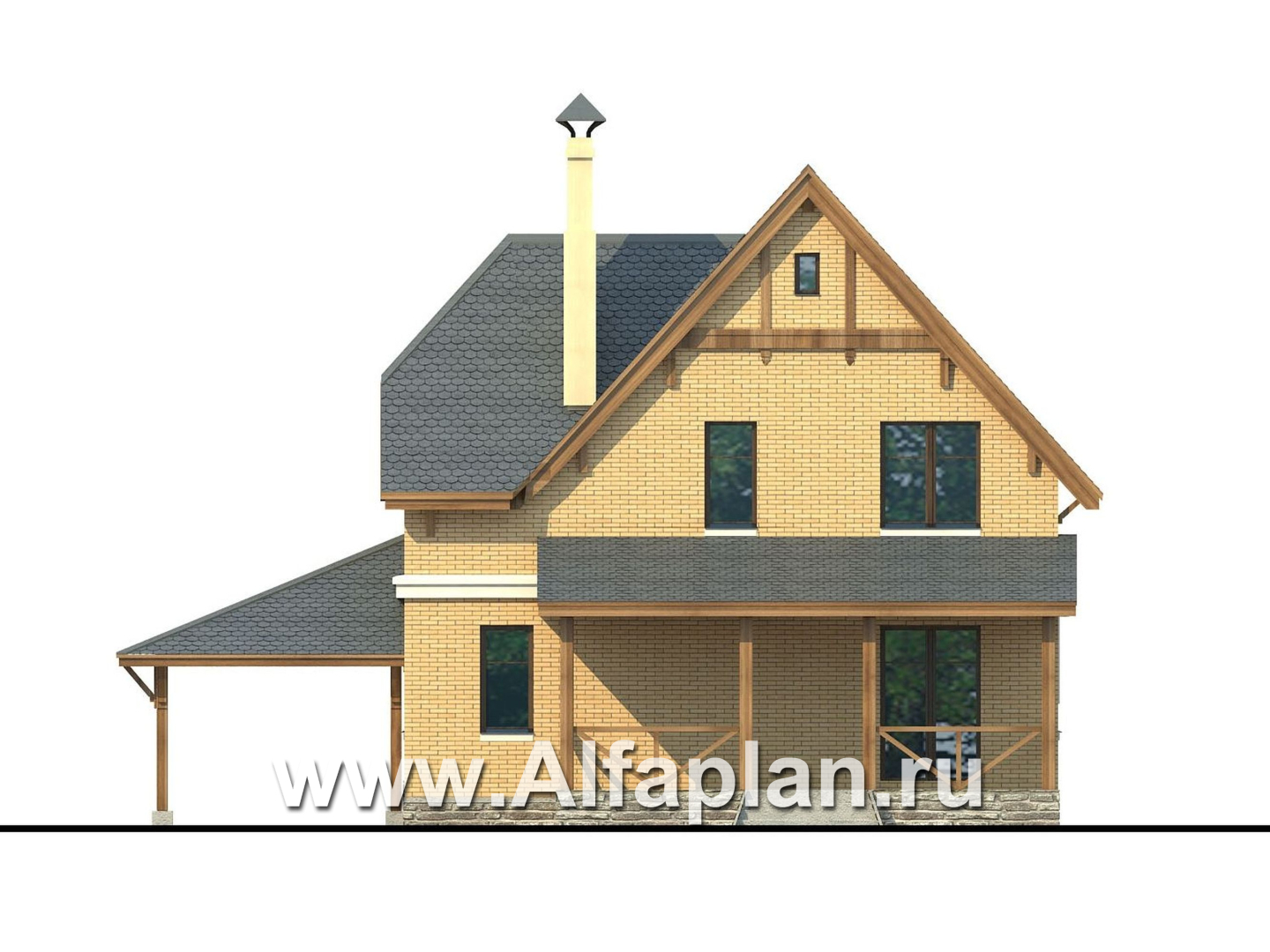 Проекты домов Альфаплан - «Шевалье» — компактный дом с балконом над эркером - изображение фасада №4